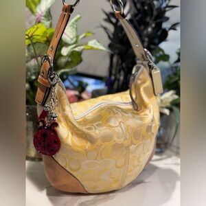 Coach Yellow 🌞 Signature Optic Hobo Bag #1851 Rare 💎